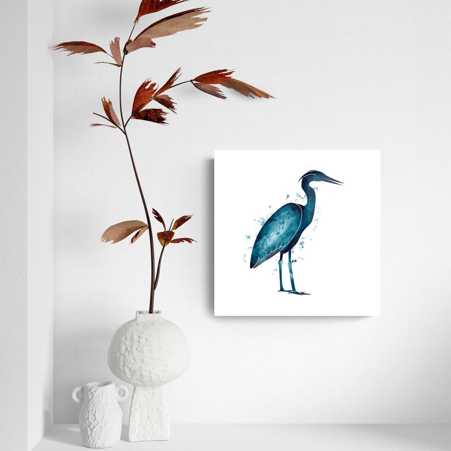 New England Water Color Heron | Hi-Def Glass Art | Eaches | Min 2
