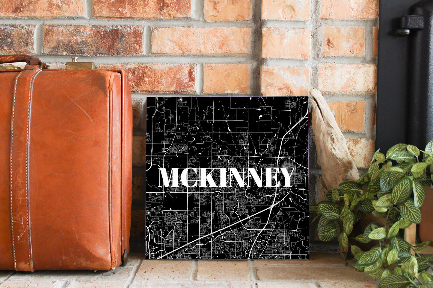 Minimalistic B&W Texas Mckinney Map | Wood Sign | Eaches | Min 2