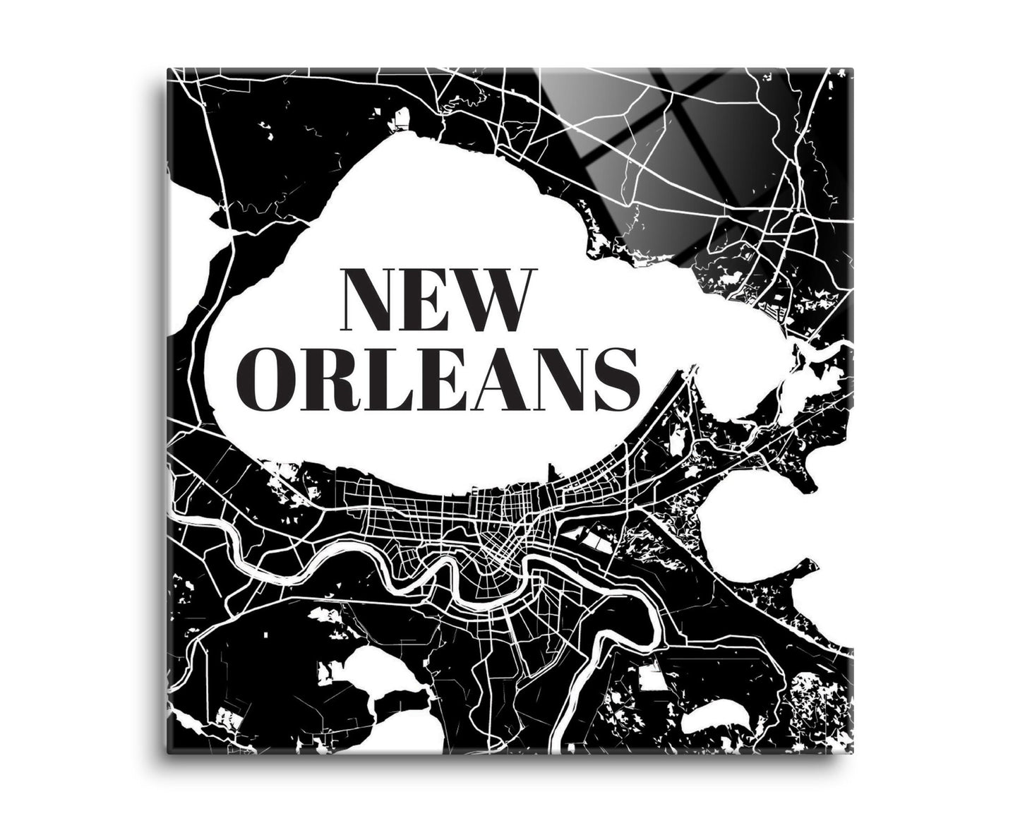 Modern Louisiana New Orleans Map | Hi-Def Glass Art | Eaches | Min 2