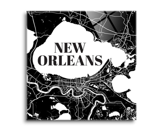 Modern Louisiana New Orleans Map | Hi-Def Glass Art | Eaches | Min 2