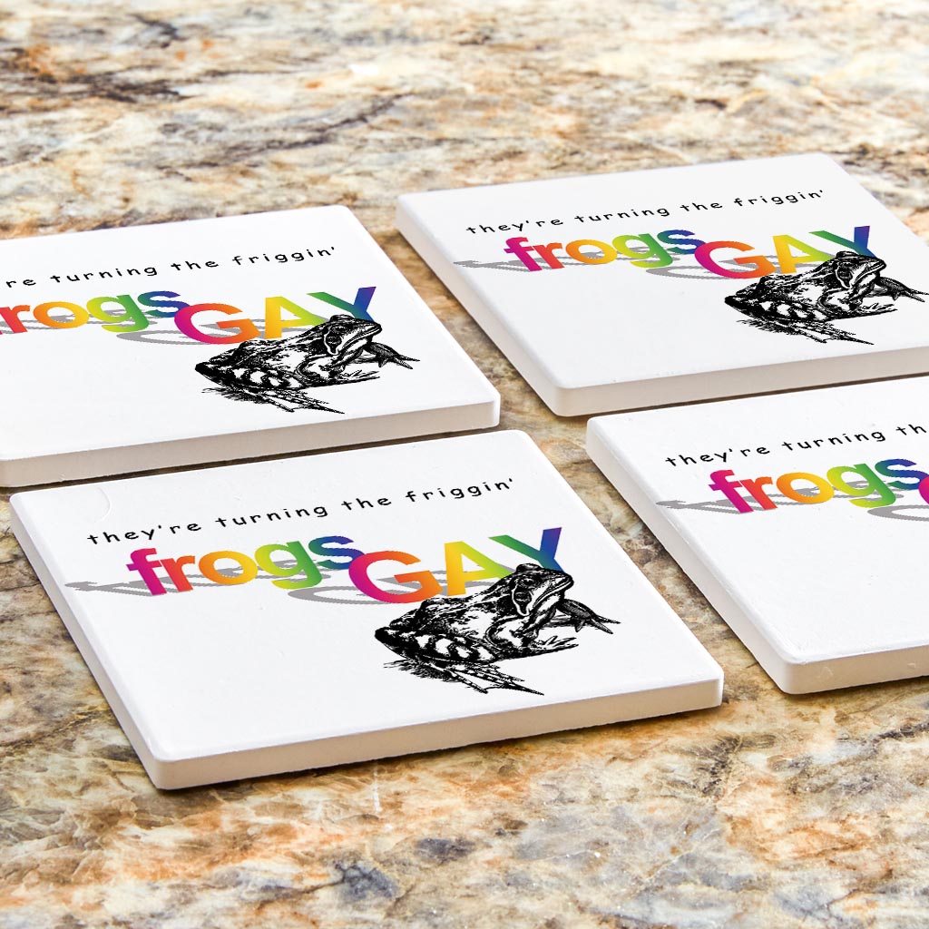 Theyre Turning The Frogs Gay | Absorbent Coasters | Set of 4 | Min 2