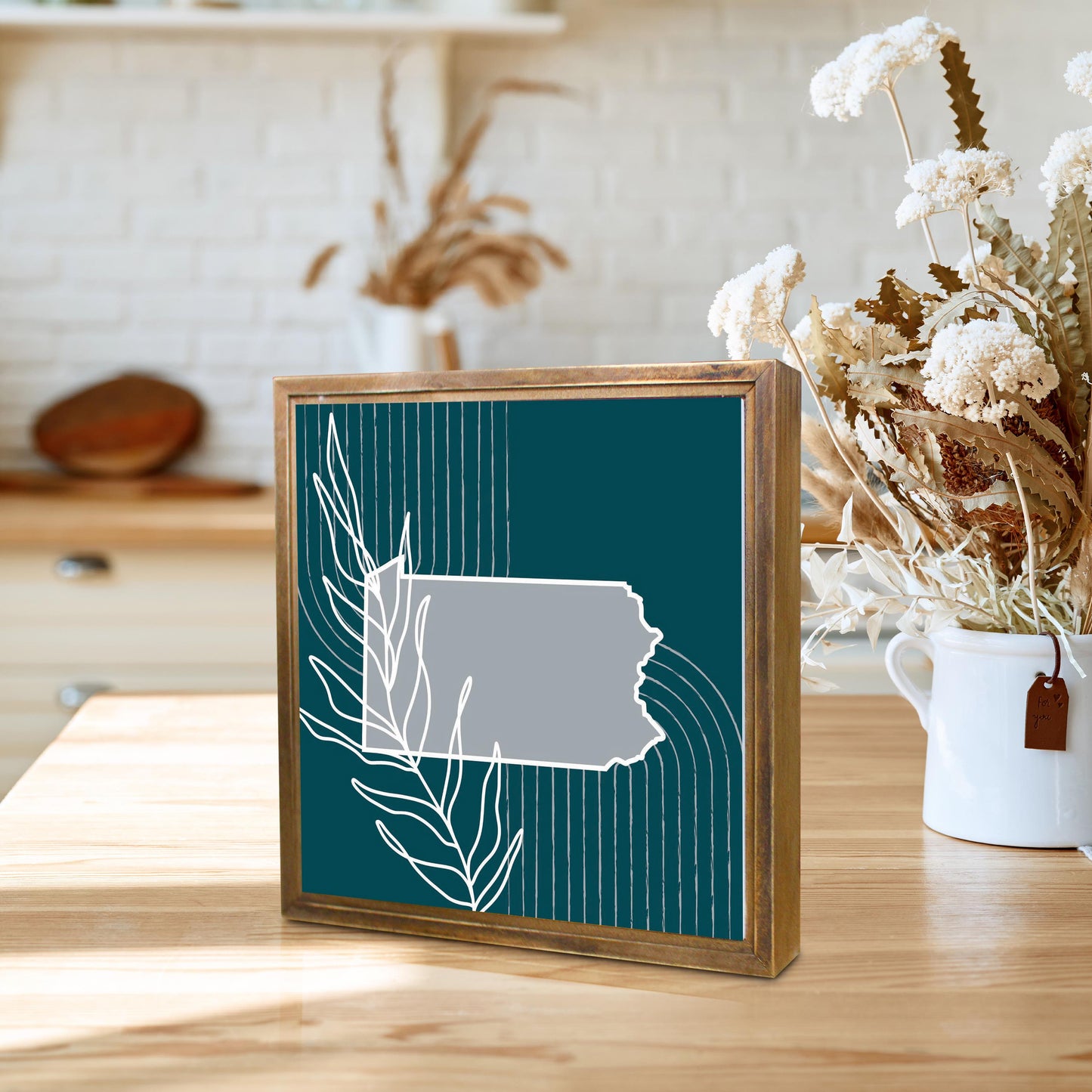 Modern Minimalist Pennsylvania Shape With Leaf | Wood Sign | Eaches | Min 1
