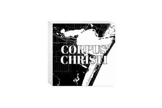Minimalistic B&W Texas Corpus Christi Map| Wood Block | Eaches | Min 4