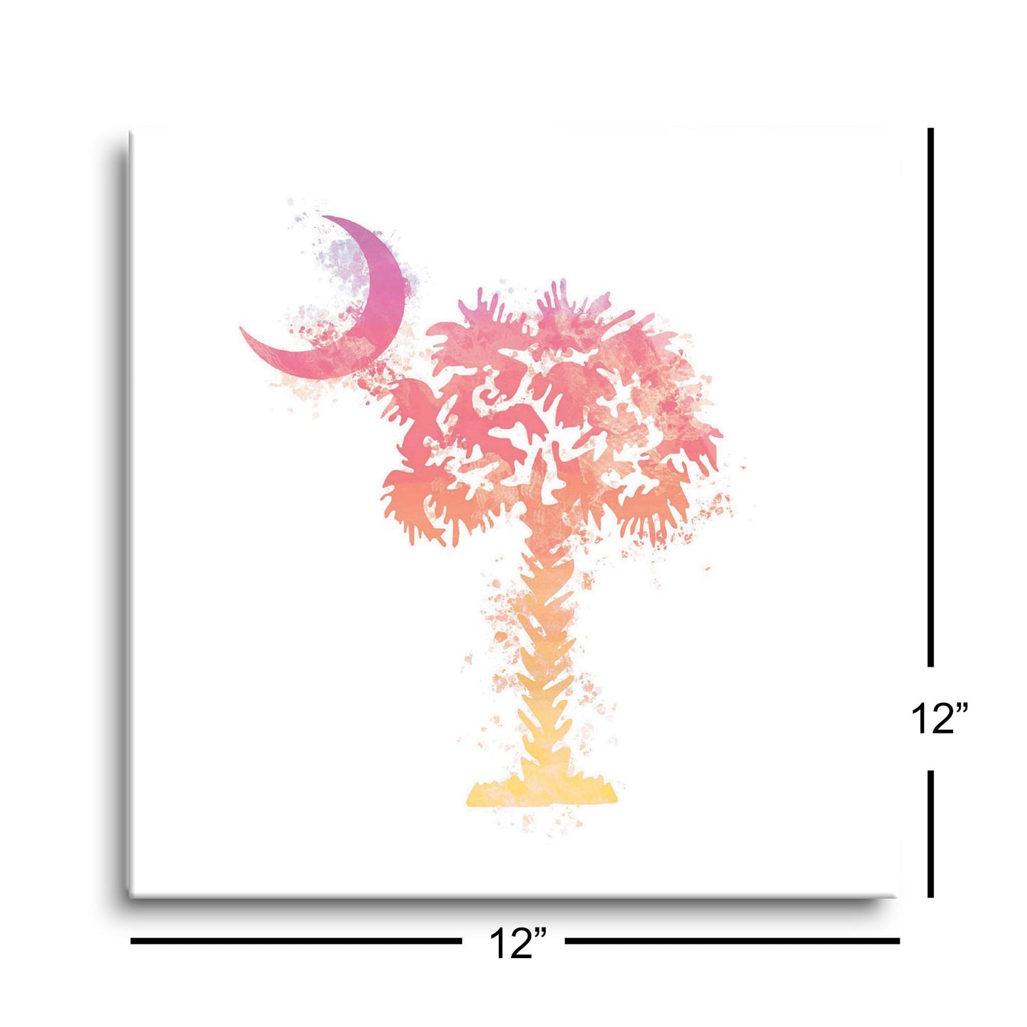 South Carolina Pink Water Color Palm Trees On White | Hi-Def Glass Art | Eaches | Min 1