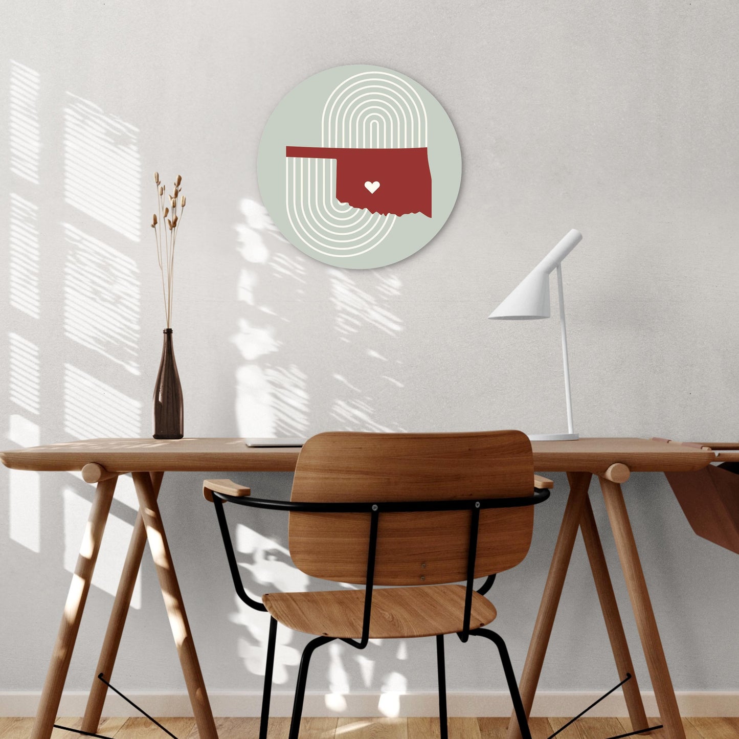 Modern Minimalist Oklahoma Chickasha Heart | Wood Sign | Eaches | Min 1