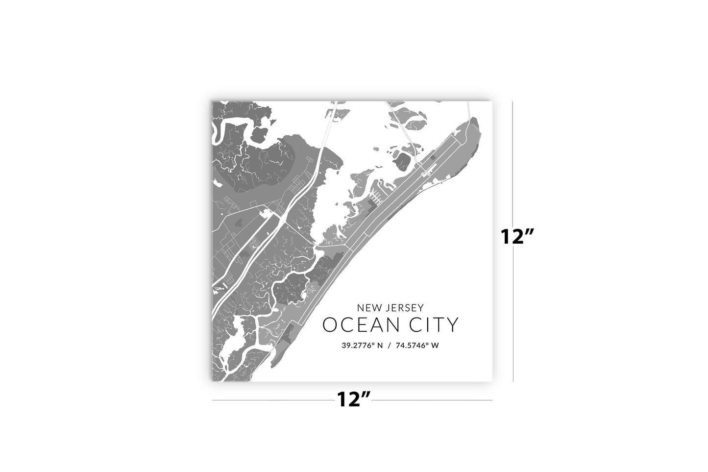Ocean City Nj Minimalistic Map With Coordinates| Wood Sign | Eaches | Min 2