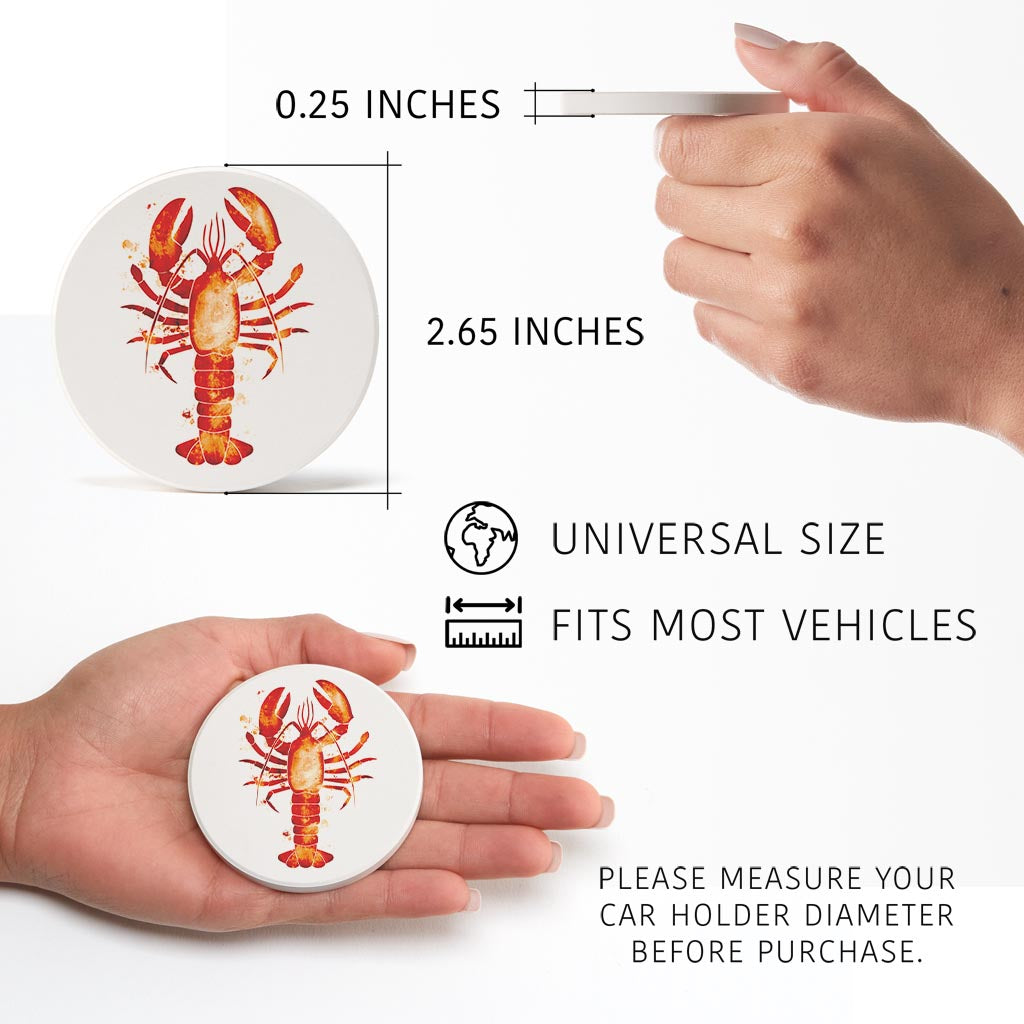 East Coast Water Color Lobster| Absorbent Car Coasters | Set of 2 | Min 4
