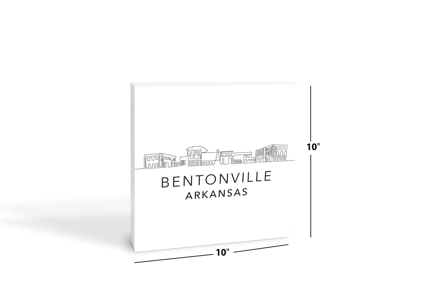 Minimalist B&W Arkansas Bentonville Skyline | Wood Block | Eaches | Min 2