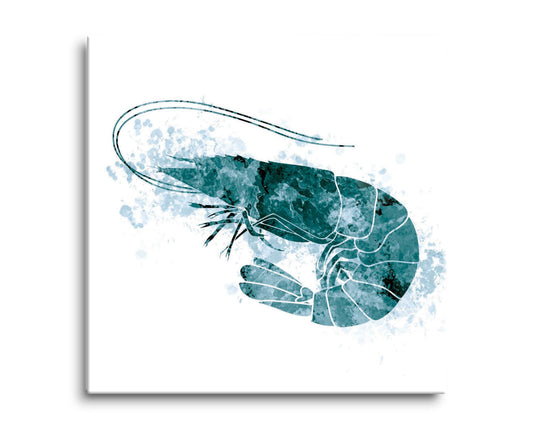 Blue White Water Color Shrimp | Hi-Def Glass Art | Eaches | Min 2