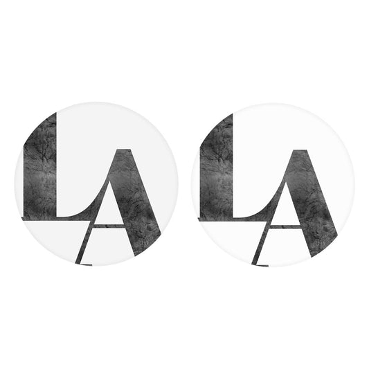 Modern White Louisiana Initials | Absorbent Car Coasters | Set of 2 | Min 4
