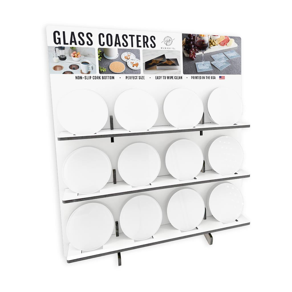 Modern Black & White Louisiana Circle Glass Coaster Loaded Display POP Min of 1