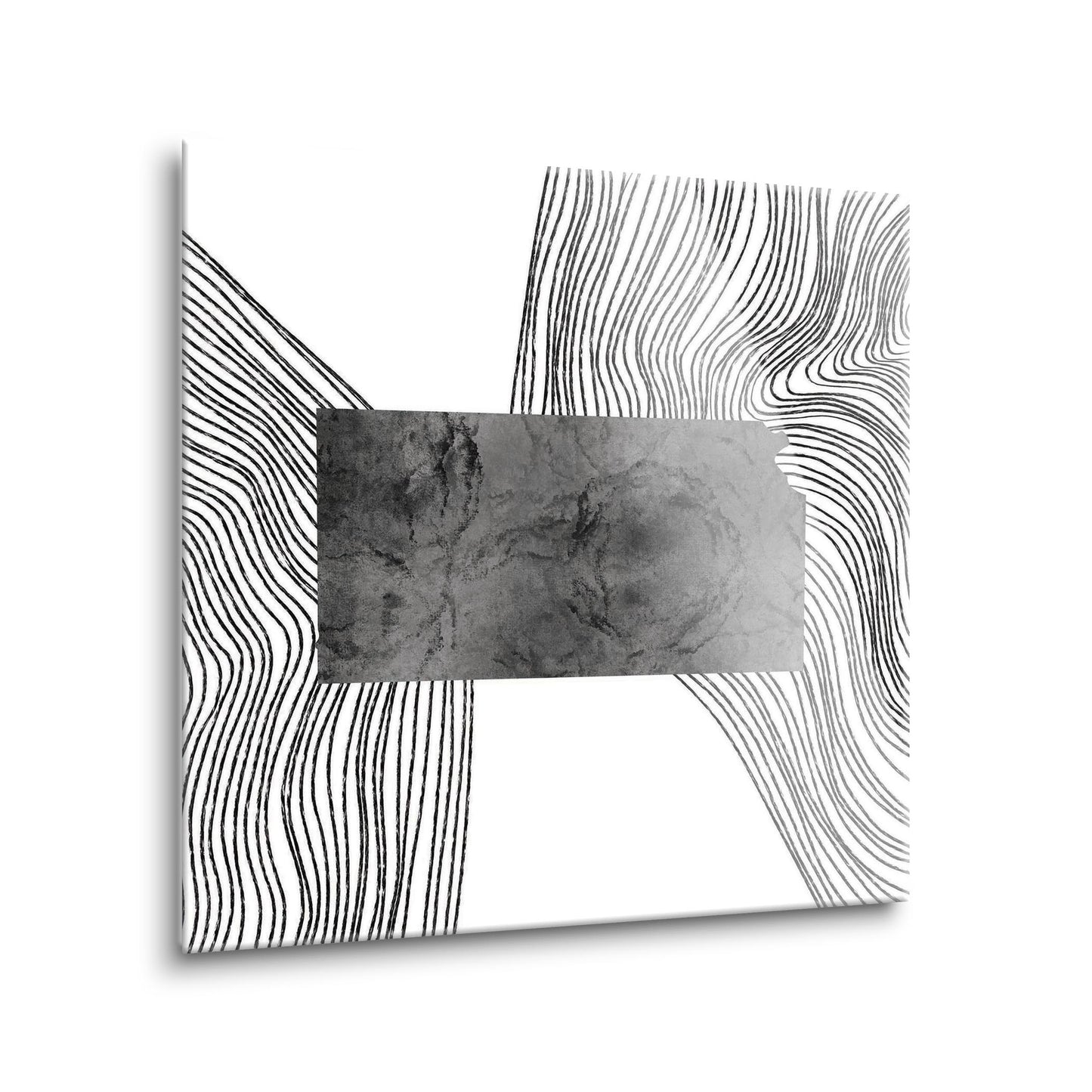 Minimalist B&W Kansas State With Fluid Lines | Hi-Def Glass Art | Eaches | Min 1