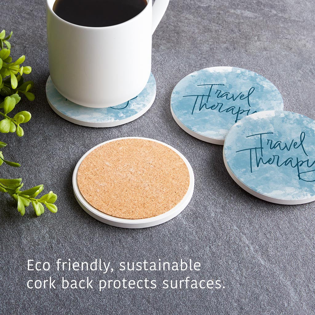 Travel Therapy Water Color | Absorbent Coasters | Set of 4 | Min 2