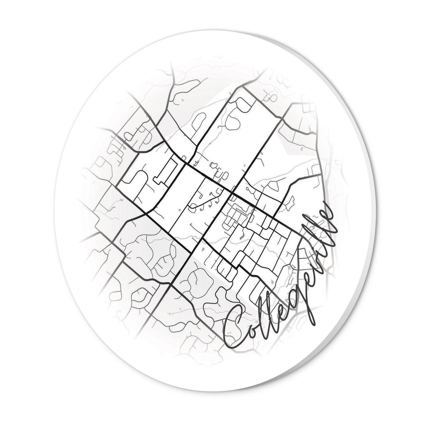 Minimalistic B&W Pennsylvania Collegeville Circle Map | Wood Sign | Eaches | Min 1