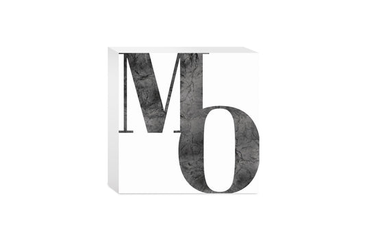 Minimalist B&W Missouri White Initials | Wood Block | Eaches | Min 4