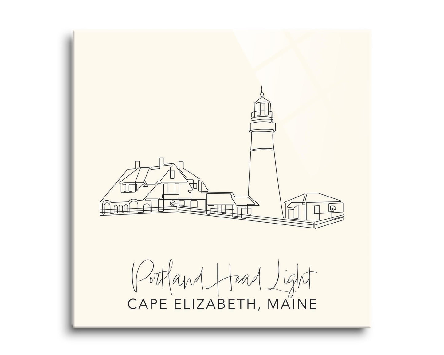 Cream Portland Head Light | Hi-Def Glass Art | Eaches | Min 2