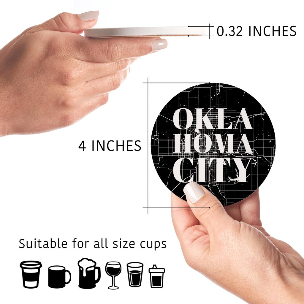 Modern Oklahoma City Map | Absorbent Coasters | Set of 4 | Min 2