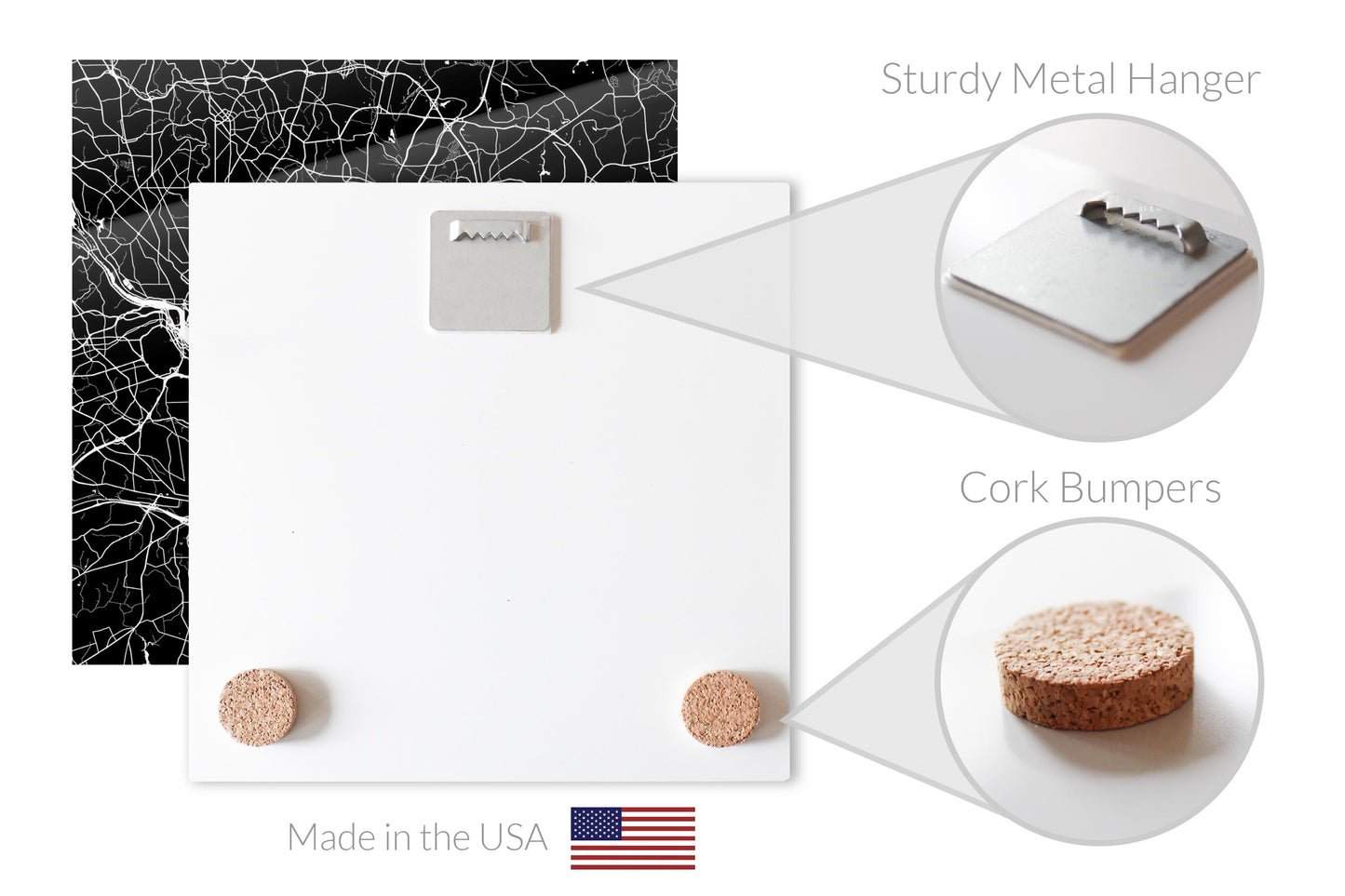 Minimalistic B&W Washington Dc Map | Hi-Def Glass Art | Eaches | Min 2
