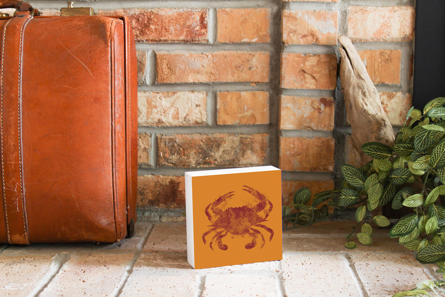 Louisiana Colorful Water Color Blue Crab | Wood Block | Eaches | Min 4