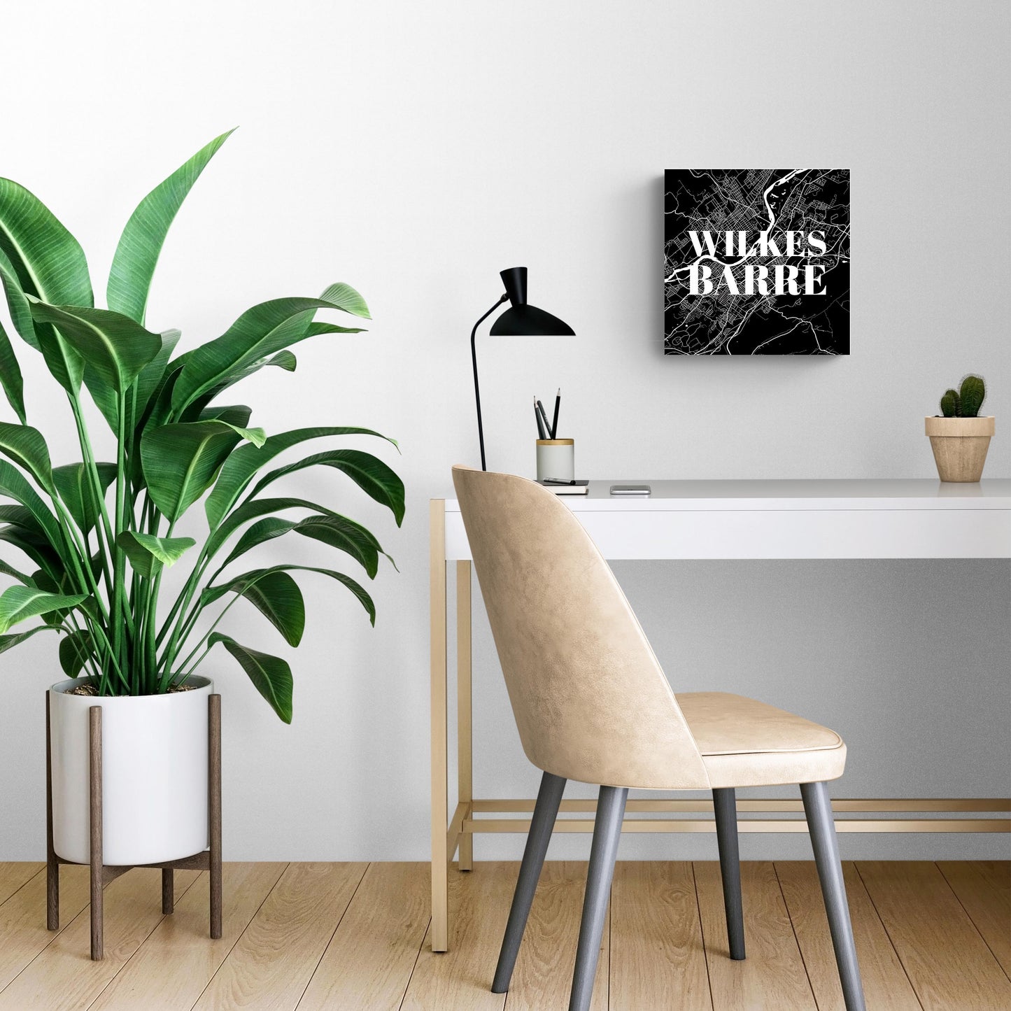 Minimalistic B&W Pennsylvania Wilkes Barre Map | Wood Sign | Eaches | Min 2