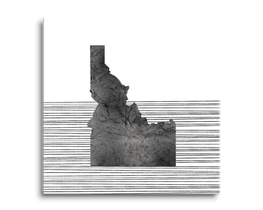 Minimalist B&W Idaho State With Straight Lines | Hi-Def Glass Art | Eaches | Min 2