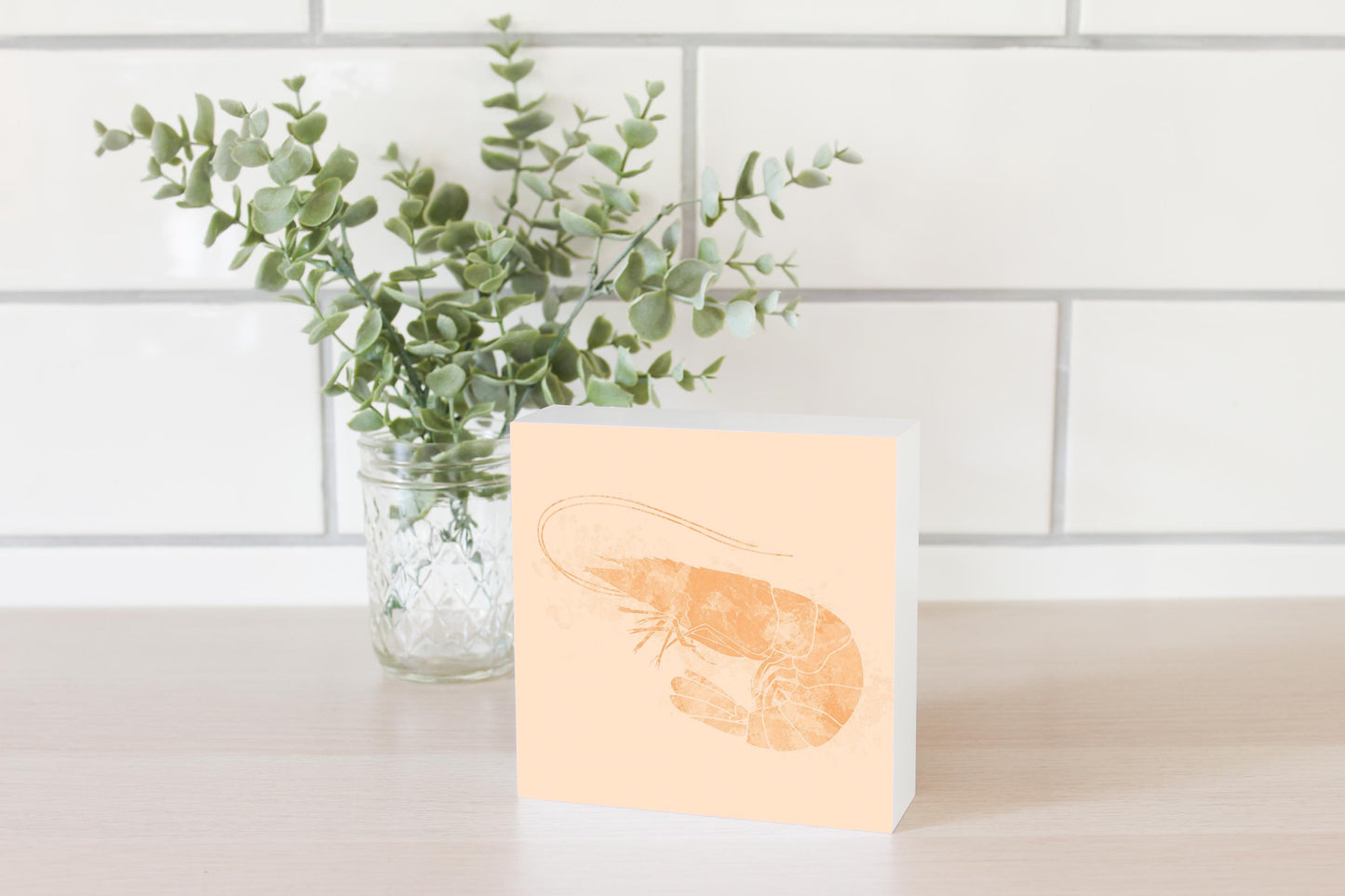 Louisiana Colorful Water Color Shrimp | Wood Block | Eaches | Min 4