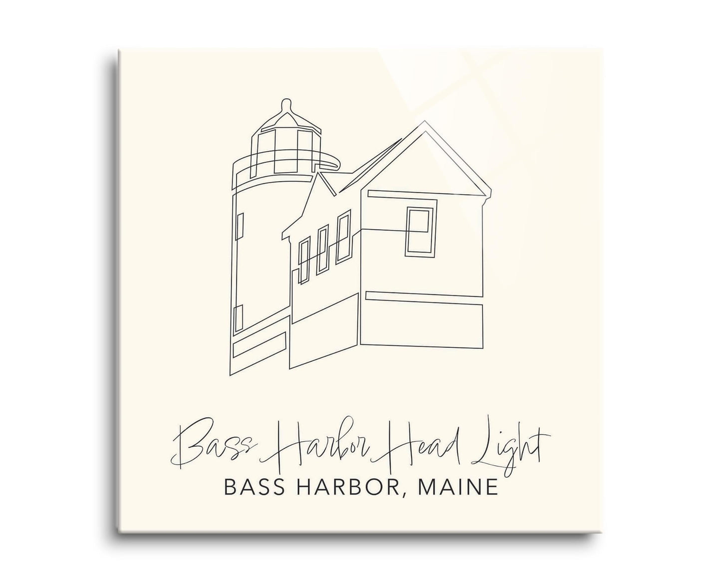 Cream Bass Harbor Head Light | Hi-Def Glass Art | Eaches | Min 2