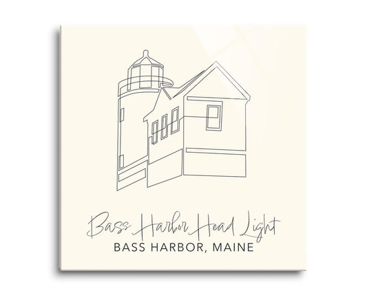 Cream Bass Harbor Head Light | Hi-Def Glass Art | Eaches | Min 2