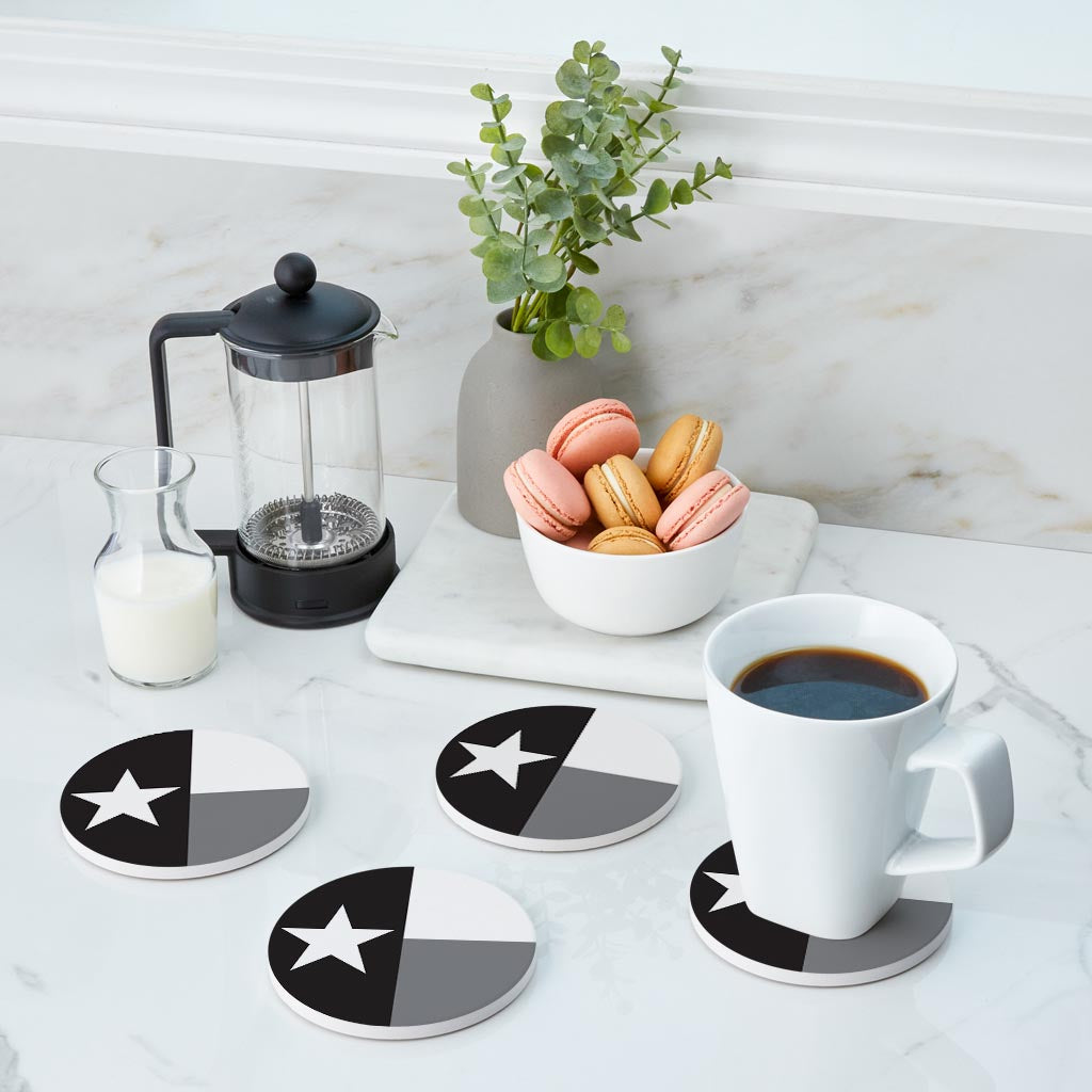 Minimalistic B&W Texas State Flag| Absorbent Coasters | Set of 4 | Min 2
