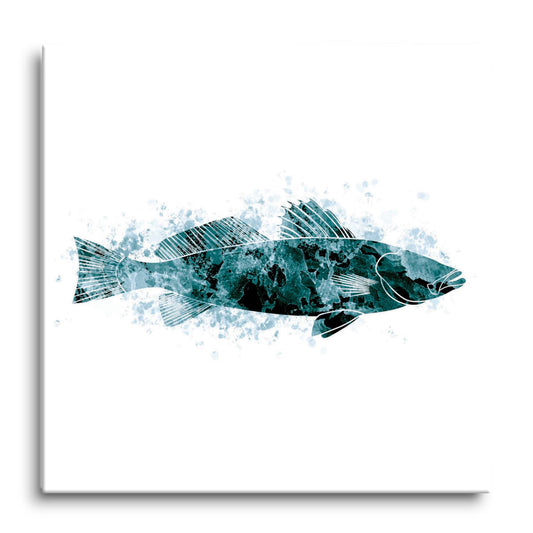 Blue White Water Color Speckled Trout | Hi-Def Glass Art | Eaches | Min 1