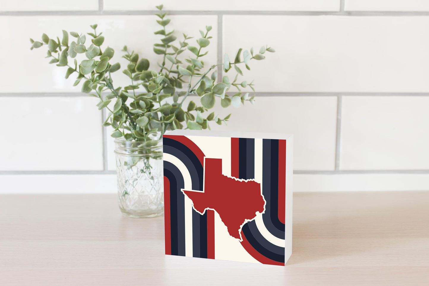 Modern Minimalist Texas Colors Retro Shape | Wood Block | Eaches | Min 4