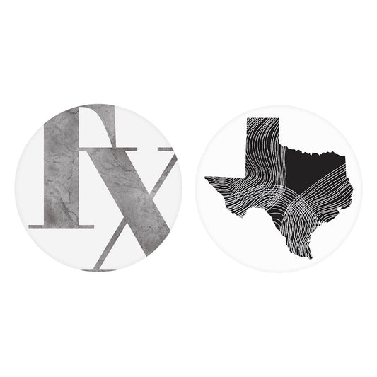 Modern Black White Texas Set | Absorbent Car Coasters | Set of 2 | Min 4