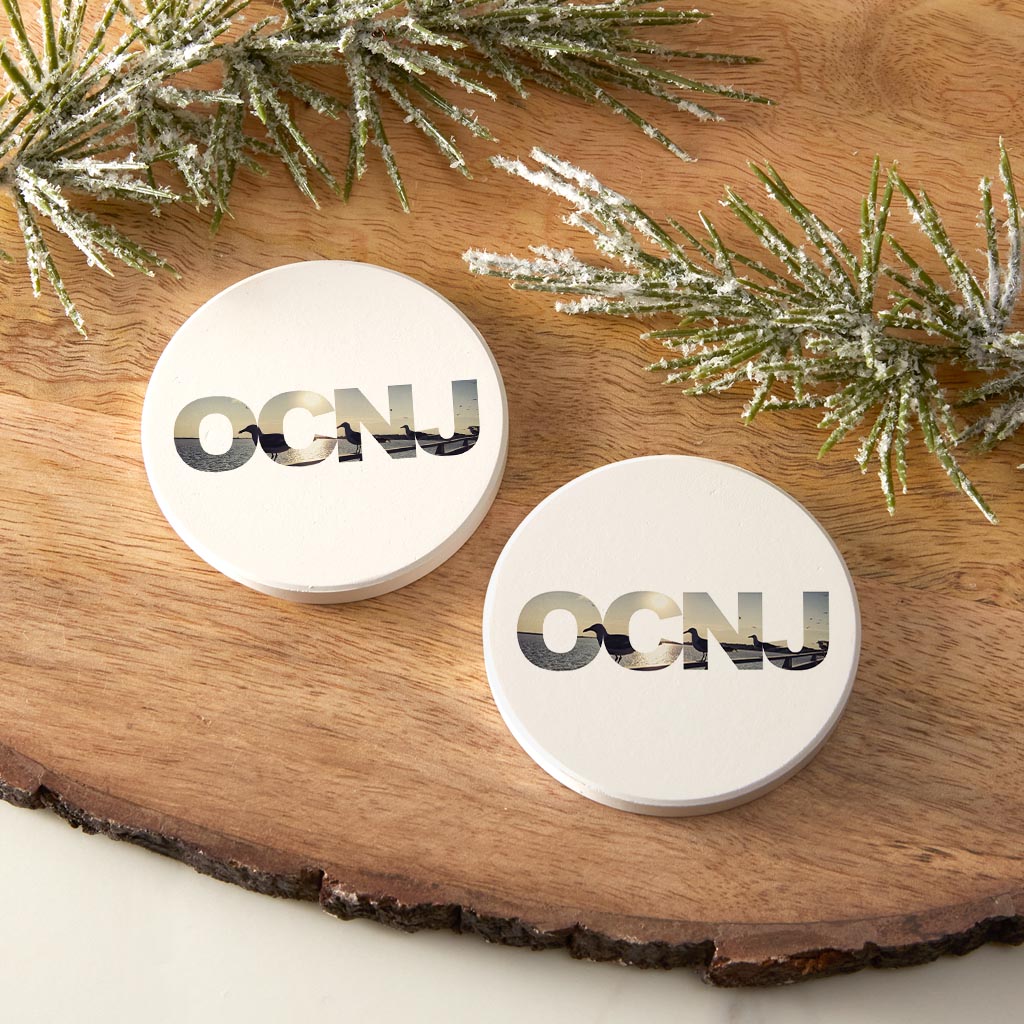 OCNJ Photo With Text | Absorbent Car Coasters | Set of 2 | Min 4