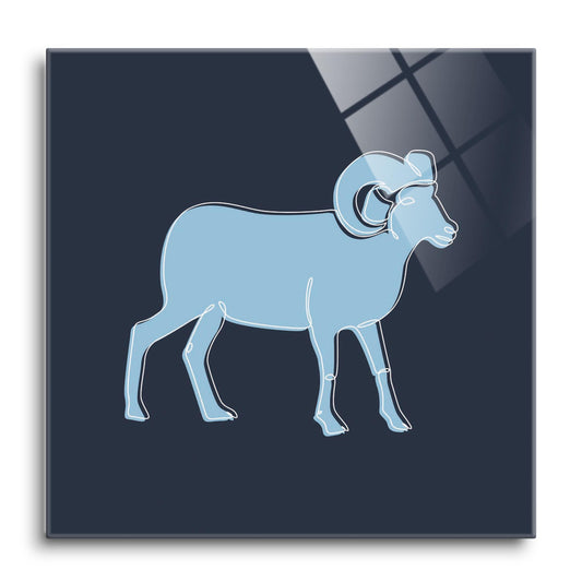 Blue Shades North Carolina Ram Line Drawing | Hi-Def Glass Art | Eaches | Min 1