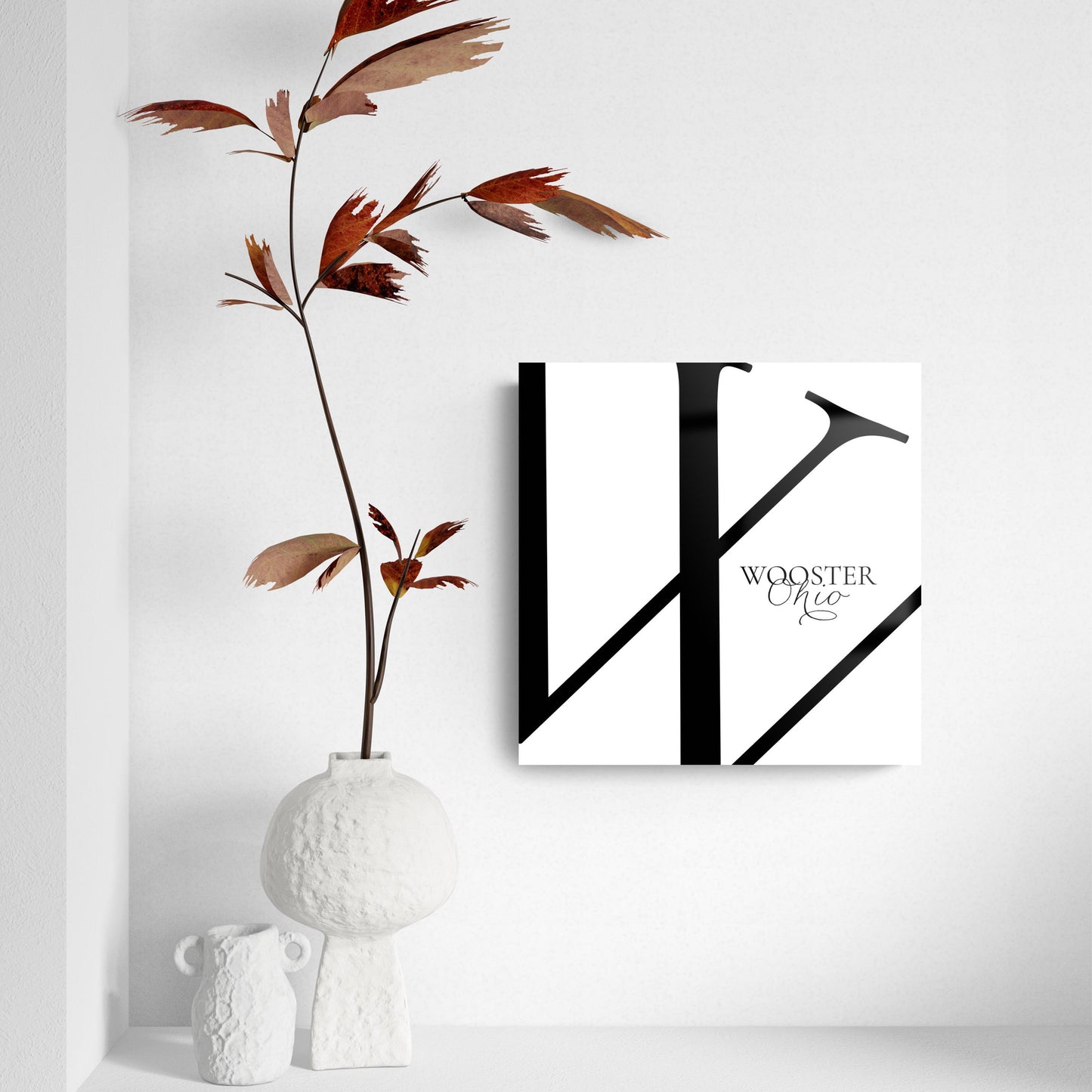 Wooster Oh Minimal Monogram | Hi-Def Glass Art | Eaches | Min 2