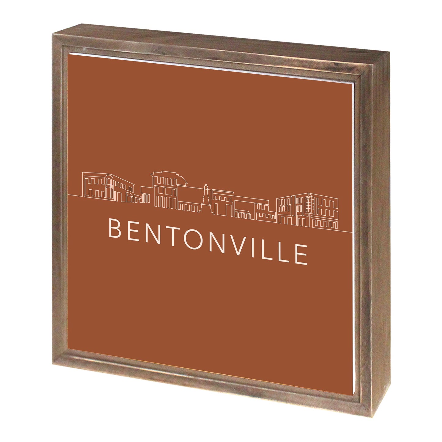 Modern Minimalist Arkansas Bentonville Skyline | Wood Sign | Eaches | Min 1