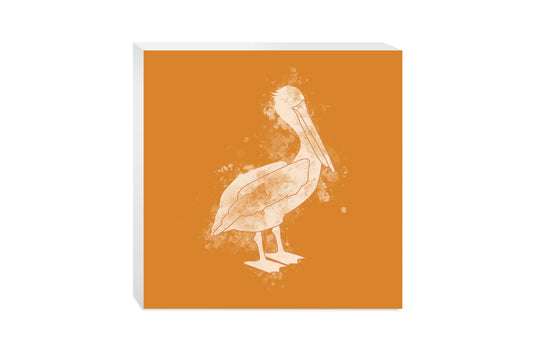 Modern Minimalist Louisiana Pelican Water Color | Wood Block | Eaches | Min 2
