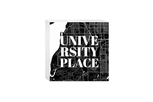 Minimalistic B&W Washington University Place Map | Wood Block | Eaches | Min 4