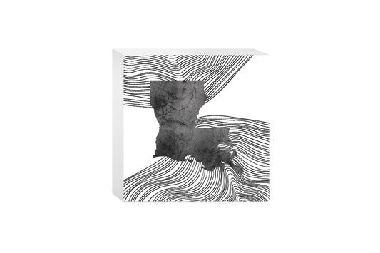 Modern Louisiana State Shape With Fluid Lines | Wood Block | Eaches | Min 4