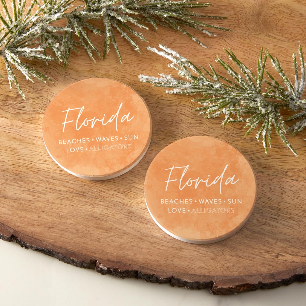 Florida Meaning Orange| Absorbent Car Coasters | Set of 2 | Min 4