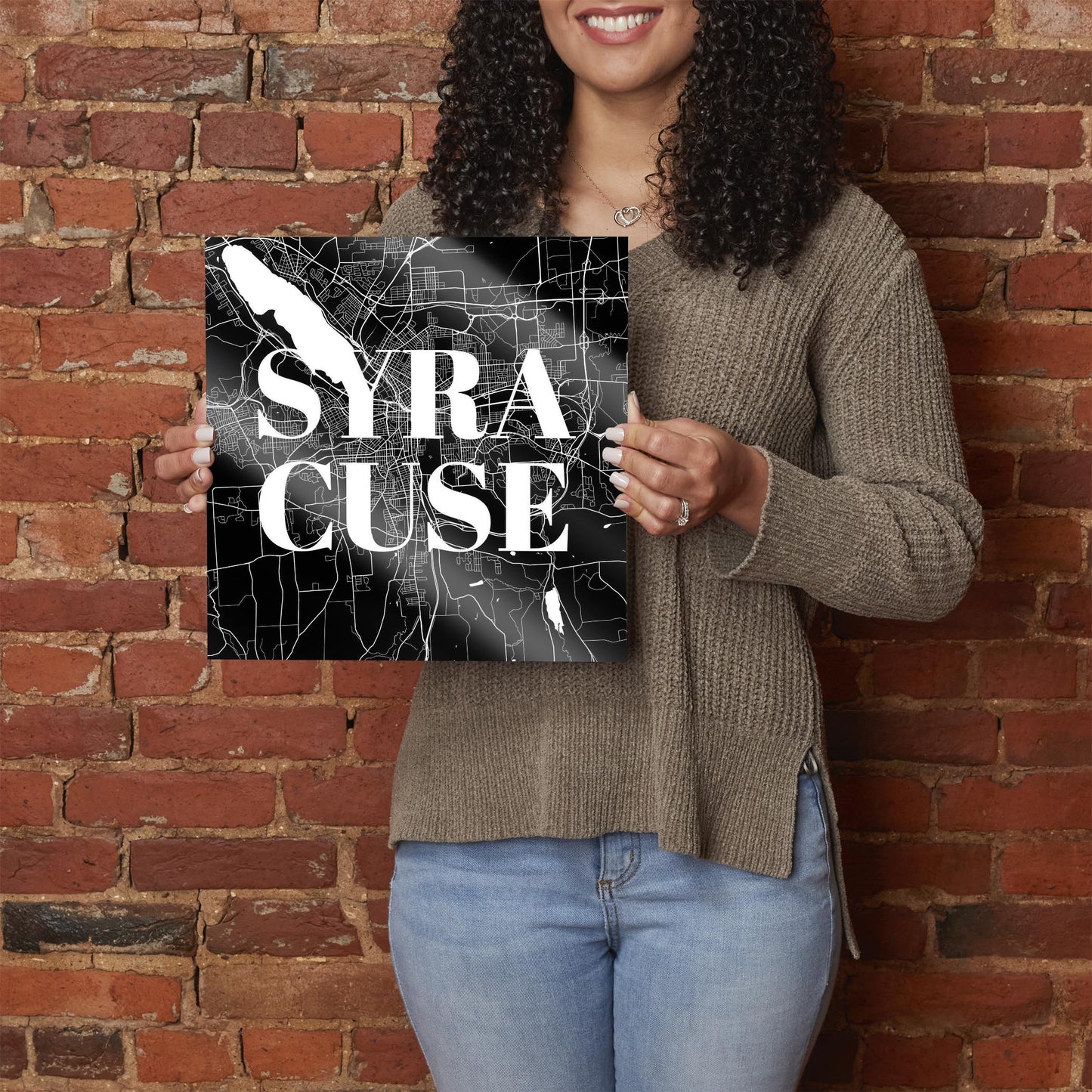 Minimalistic B&W New York Syracuse Map | Hi-Def Glass Art | Eaches | Min 1