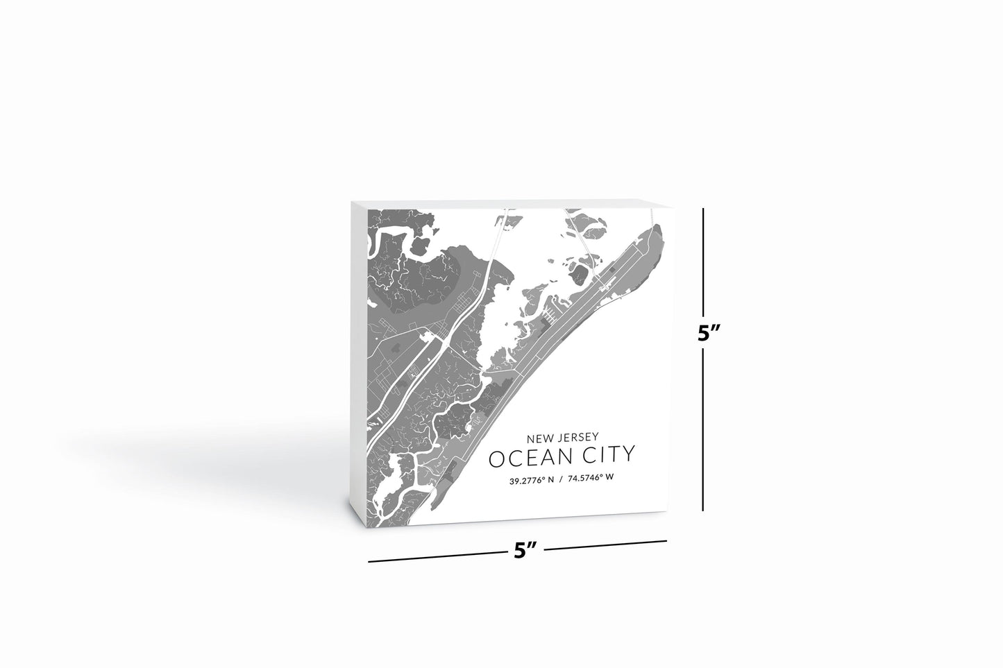 Ocean City Nj Minimalistic Map With Coordinates | Wood Block | Eaches | Min 4