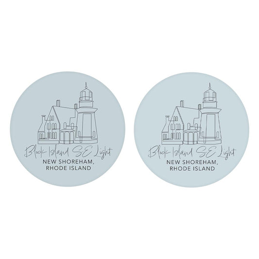 Block Island Se Light Muted Coastal| Absorbent Car Coasters | Set of 2 | Min 4