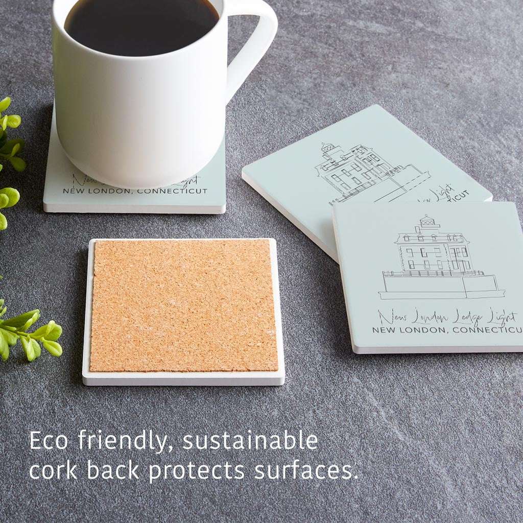 New London Lodge Light Muted Coastal | Absorbent Coasters | Set of 4 | Min 2