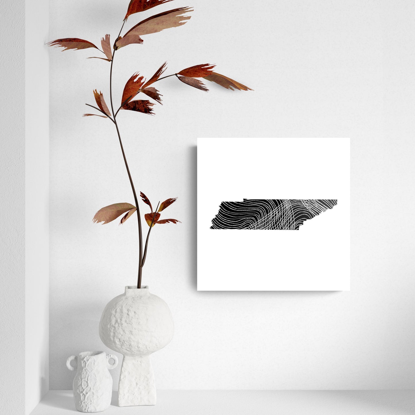 Minimalist B&W Tennessee State Shape | Hi-Def Glass Art | Eaches | Min 2