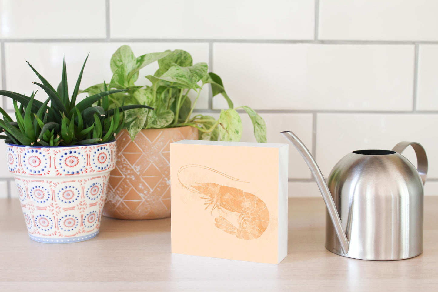 Louisiana Colorful Water Color Shrimp | Wood Block | Eaches | Min 4
