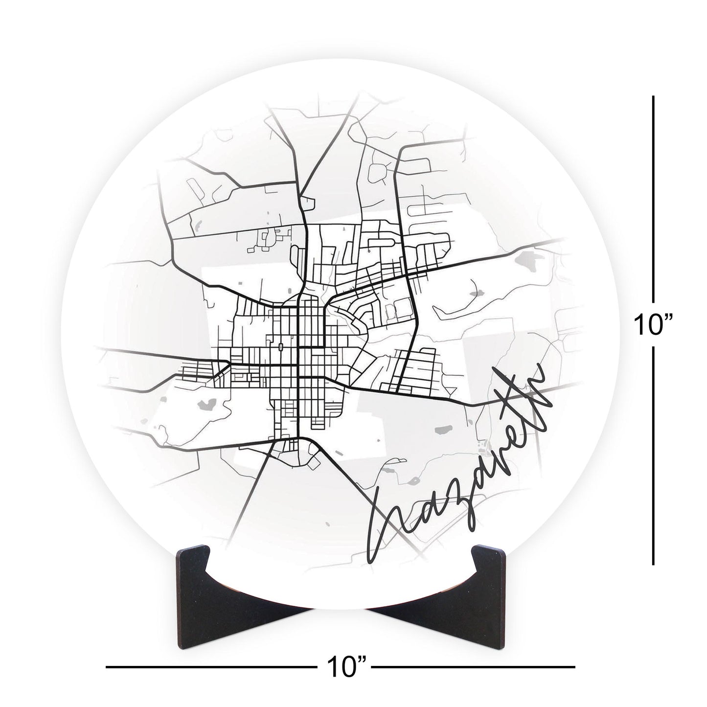 Minimalistic B&W Pennsylvania Nazareth Circle Map | Wood Sign | Eaches | Min 1