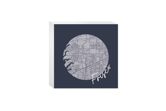 Modern Minimalist Texas Colors Frisco Circle Map | Wood Block | Eaches | Min 4