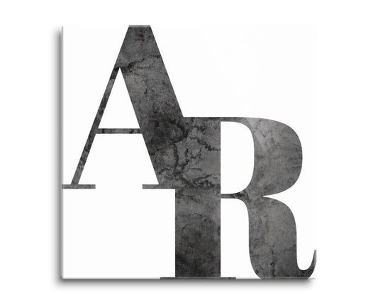 B&W Minimalist Arkansas White Initials | Hi-Def Glass Art | Eaches | Min 2