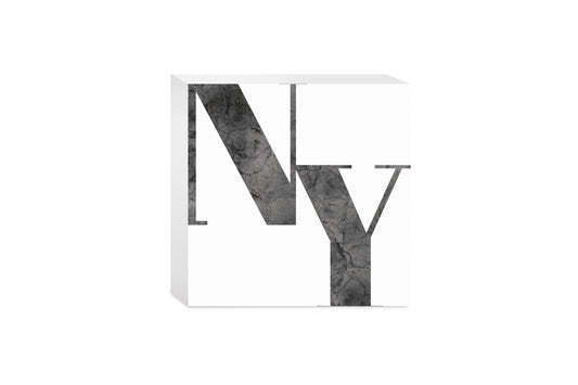 Minimalistic B&W New York White Initials | Wood Block | Eaches | Min 4